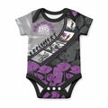 Personalised Remembering ANZAC Lest We Forget Baby Onesie Vintage Film Frame Memorial Purple Poppy