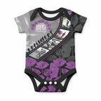 Personalised Remembering ANZAC Lest We Forget Baby Onesie Vintage Film Frame Memorial Purple Poppy