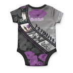 Personalised Remembering ANZAC Lest We Forget Baby Onesie Vintage Film Frame Memorial Purple Poppy