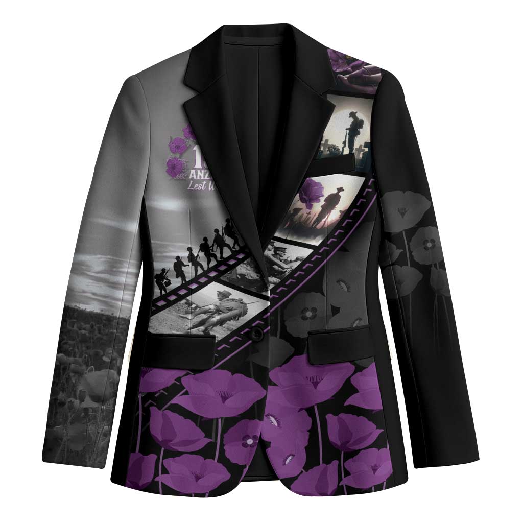 Personalised Remembering ANZAC Lest We Forget Blazer Vintage Film Frame Memorial Purple Poppy