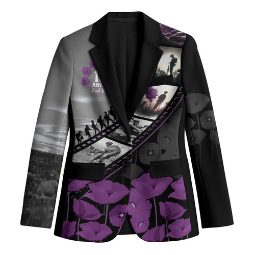 Personalised Remembering ANZAC Lest We Forget Blazer Vintage Film Frame Memorial Purple Poppy