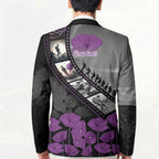 Personalised Remembering ANZAC Lest We Forget Blazer Vintage Film Frame Memorial Purple Poppy