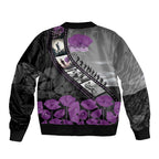 Personalised Remembering ANZAC Lest We Forget Bomber Jacket Vintage Film Frame Memorial Purple Poppy