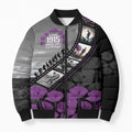Personalised Remembering ANZAC Lest We Forget Bomber Puffer Jacket Vintage Film Frame Memorial Purple Poppy