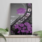 Personalised Remembering ANZAC Lest We Forget Canvas Wall Art Vintage Film Frame Memorial Purple Poppy