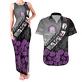 Personalised Remembering ANZAC Lest We Forget Couples Matching Tank Maxi Dress and Hawaiian Shirt Vintage Film Frame Memorial Purple Poppy