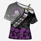 Personalised Remembering ANZAC Lest We Forget Cross Shoulder Shirt Vintage Film Frame Memorial Purple Poppy