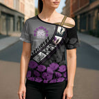 Personalised Remembering ANZAC Lest We Forget Cross Shoulder Shirt Vintage Film Frame Memorial Purple Poppy