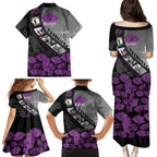 Personalised Remembering ANZAC Lest We Forget Family Matching Puletasi and Hawaiian Shirt Vintage Film Frame Memorial Purple Poppy