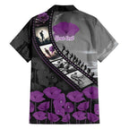Personalised Remembering ANZAC Lest We Forget Family Matching Puletasi and Hawaiian Shirt Vintage Film Frame Memorial Purple Poppy