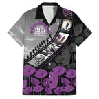 Personalised Remembering ANZAC Lest We Forget Family Matching Tank Maxi Dress and Hawaiian Shirt Vintage Film Frame Memorial Purple Poppy