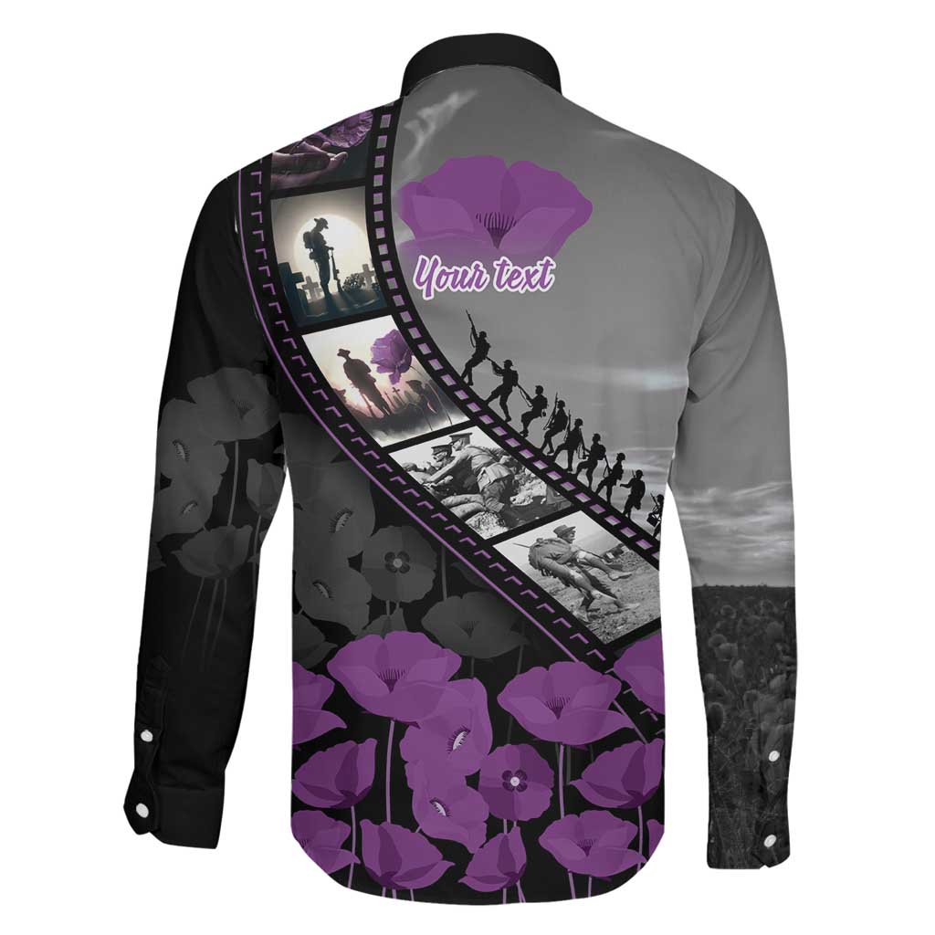 Personalised Remembering ANZAC Lest We Forget Family Matching Tank Maxi Dress and Hawaiian Shirt Vintage Film Frame Memorial Purple Poppy
