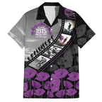 Personalised Remembering ANZAC Lest We Forget Hawaiian Shirt Vintage Film Frame Memorial Purple Poppy