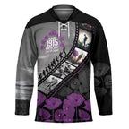 Personalised Remembering ANZAC Lest We Forget Hockey Jersey Vintage Film Frame Memorial Purple Poppy