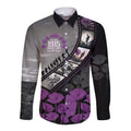 Personalised Remembering ANZAC Lest We Forget Long Sleeve Button Shirt Vintage Film Frame Memorial Purple Poppy