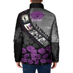 Personalised Remembering ANZAC Lest We Forget Padded Jacket Vintage Film Frame Memorial Purple Poppy