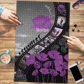 Personalised Remembering ANZAC Lest We Forget Puzzle Vintage Film Frame Memorial Purple Poppy