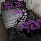 Personalised Remembering ANZAC Lest We Forget Quilt Bed Set Vintage Film Frame Memorial Purple Poppy