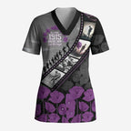 Personalised Remembering ANZAC Lest We Forget Scrub Top Vintage Film Frame Memorial Purple Poppy