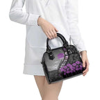 Personalised Remembering ANZAC Lest We Forget Shoulder Handbag Vintage Film Frame Memorial Purple Poppy