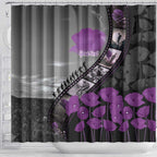 Personalised Remembering ANZAC Lest We Forget Shower Curtain Vintage Film Frame Memorial Purple Poppy