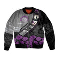 Personalised Remembering ANZAC Lest We Forget Sleeve Zip Bomber Jacket Vintage Film Frame Memorial Purple Poppy