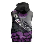 Personalised Remembering ANZAC Lest We Forget Sleeveless Zip Hoodie Vintage Film Frame Memorial Purple Poppy