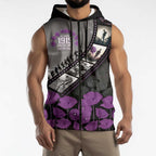 Personalised Remembering ANZAC Lest We Forget Sleeveless Zip Hoodie Vintage Film Frame Memorial Purple Poppy