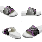 Personalised Remembering ANZAC Lest We Forget Slide Sandals Vintage Film Frame Memorial Purple Poppy
