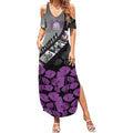 Personalised Remembering ANZAC Lest We Forget Summer Maxi Dress Vintage Film Frame Memorial Purple Poppy