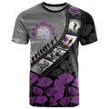 Personalised Remembering ANZAC Lest We Forget T Shirt Vintage Film Frame Memorial Purple Poppy