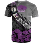 Personalised Remembering ANZAC Lest We Forget T Shirt Vintage Film Frame Memorial Purple Poppy