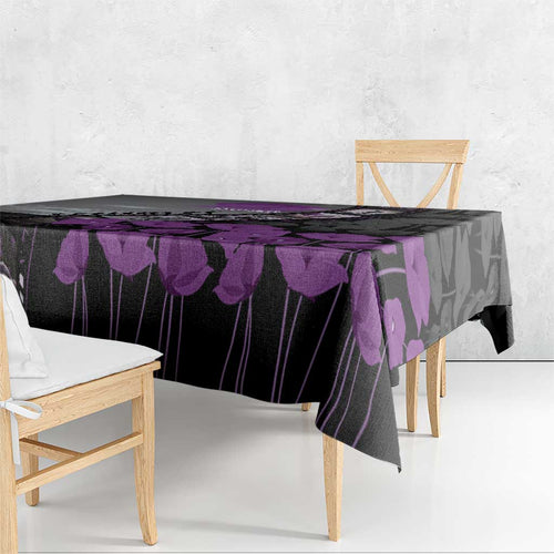 Personalised Remembering ANZAC Lest We Forget Tablecloth Vintage Film Frame Memorial Purple Poppy