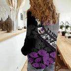 Personalised Remembering ANZAC Lest We Forget Women Casual Shirt Vintage Film Frame Memorial Purple Poppy