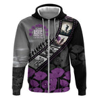 Personalised Remembering ANZAC Lest We Forget Zip Hoodie Vintage Film Frame Memorial Purple Poppy