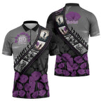 Personalised Remembering ANZAC Lest We Forget Zipper Polo Shirt Vintage Film Frame Memorial Purple Poppy