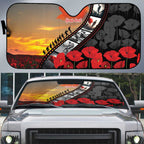Personalised Remembering ANZAC Lest We Forget Auto Sun Shade Vintage Film Frame Memorial Red Poppy