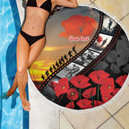 Personalised Remembering ANZAC Lest We Forget Beach Blanket Vintage Film Frame Memorial Red Poppy