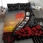 Personalised Remembering ANZAC Lest We Forget Bedding Set Vintage Film Frame Memorial Red Poppy