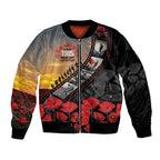 Personalised Remembering ANZAC Lest We Forget Bomber Jacket Vintage Film Frame Memorial Red Poppy