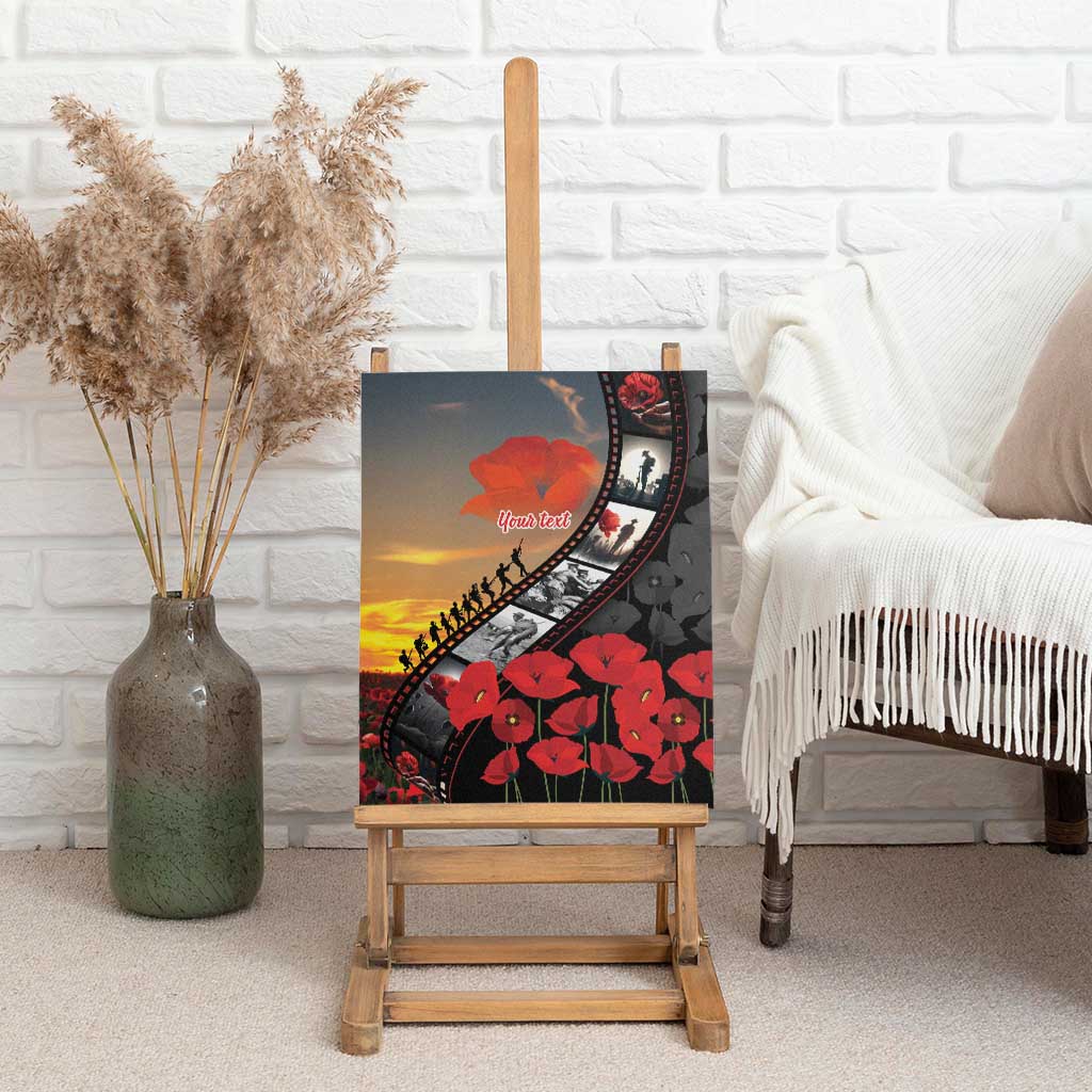 Personalised Remembering ANZAC Lest We Forget Canvas Wall Art Vintage Film Frame Memorial Red Poppy