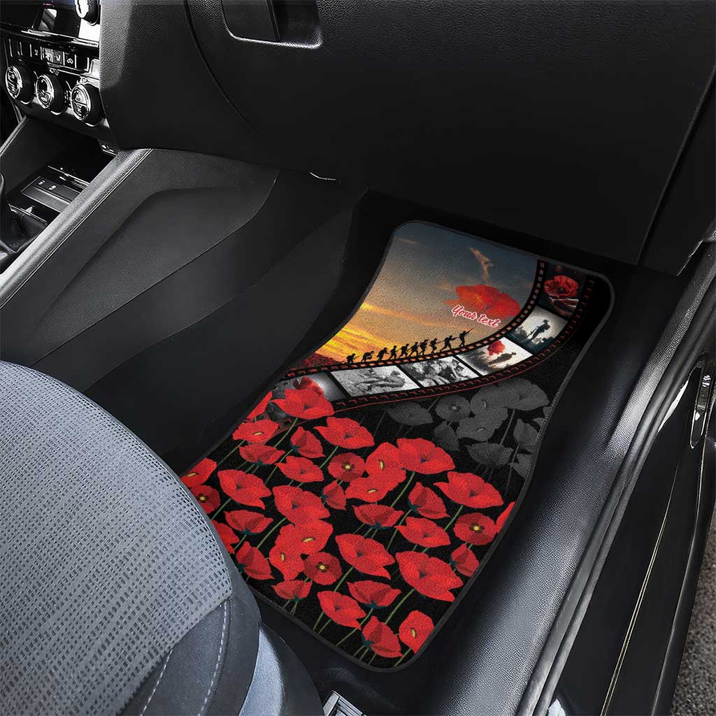Personalised Remembering ANZAC Lest We Forget Car Mats Vintage Film Frame Memorial Red Poppy
