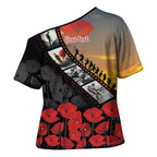 Personalised Remembering ANZAC Lest We Forget Cross Shoulder Shirt Vintage Film Frame Memorial Red Poppy