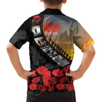Personalised Remembering ANZAC Lest We Forget Family Matching Off Shoulder Maxi Dress and Hawaiian Shirt Vintage Film Frame Memorial Red Poppy