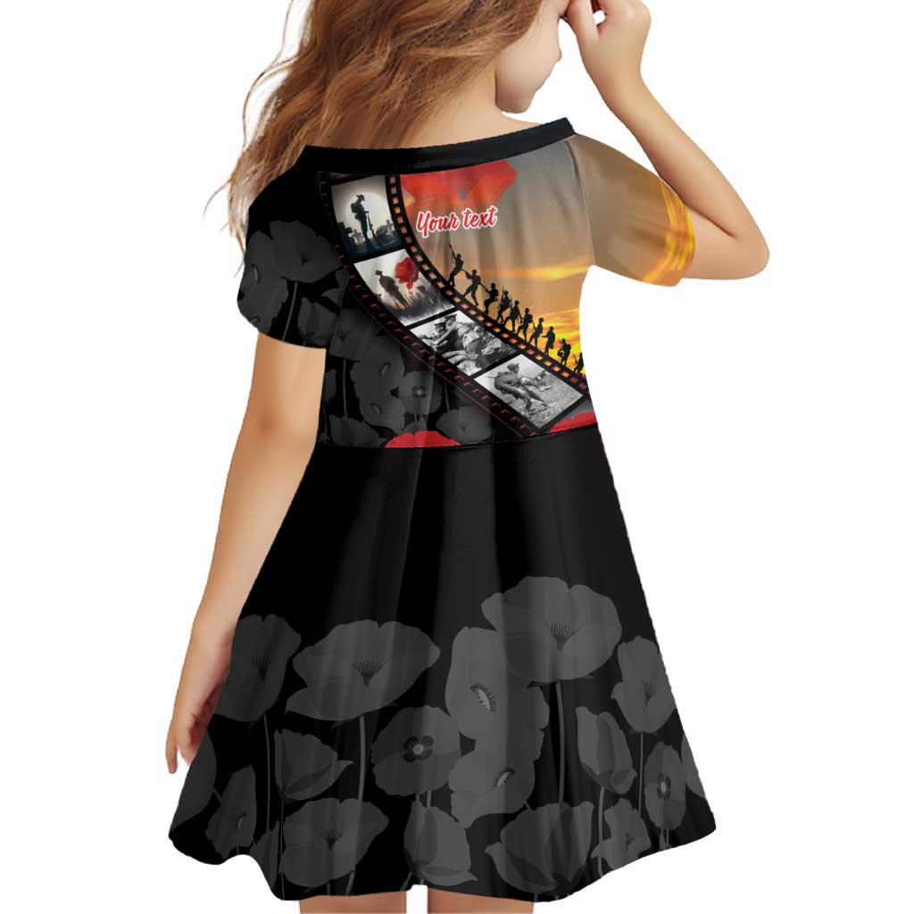 Personalised Remembering ANZAC Lest We Forget Family Matching Summer Maxi Dress and Hawaiian Shirt Vintage Film Frame Memorial Red Poppy
