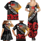 Personalised Remembering ANZAC Lest We Forget Family Matching Summer Maxi Dress and Hawaiian Shirt Vintage Film Frame Memorial Red Poppy