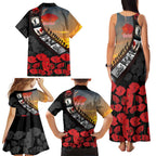 Personalised Remembering ANZAC Lest We Forget Family Matching Tank Maxi Dress and Hawaiian Shirt Vintage Film Frame Memorial Red Poppy