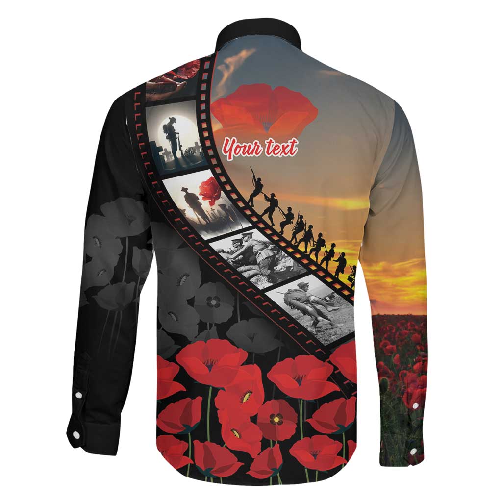 Personalised Remembering ANZAC Lest We Forget Family Matching Tank Maxi Dress and Hawaiian Shirt Vintage Film Frame Memorial Red Poppy