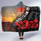 Personalised Remembering ANZAC Lest We Forget Hooded Blanket Vintage Film Frame Memorial Red Poppy