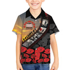 Personalised Remembering ANZAC Lest We Forget Kid Hawaiian Shirt Vintage Film Frame Memorial Red Poppy